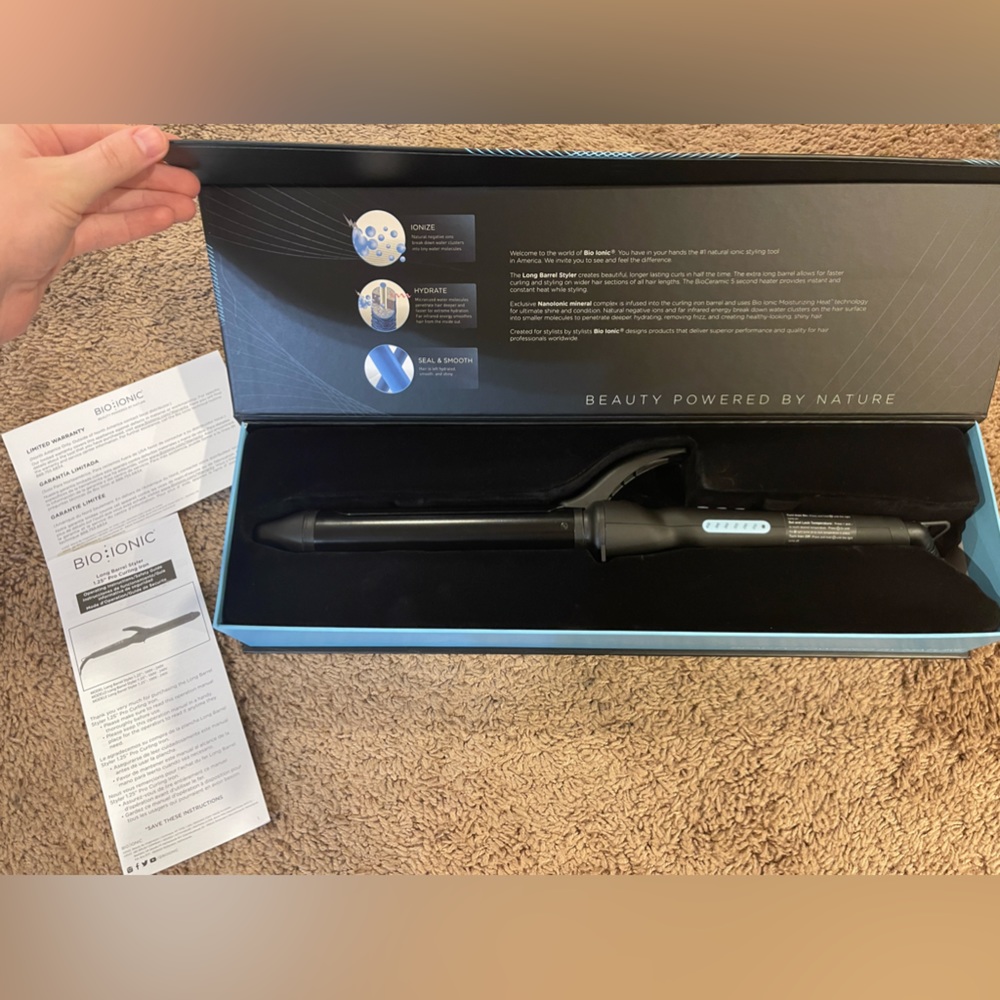 Bio Ionic 1.25” Long Barrel Curling Iron | Hair Tool Curling Iron for Long Hair